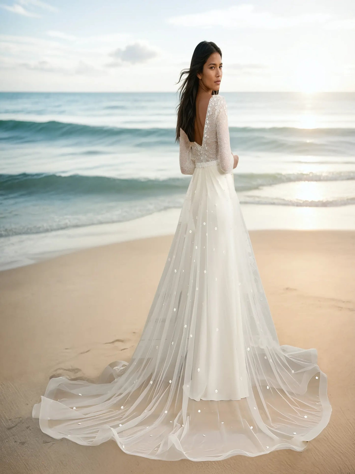 Seraphielle Pearl Lace Gown