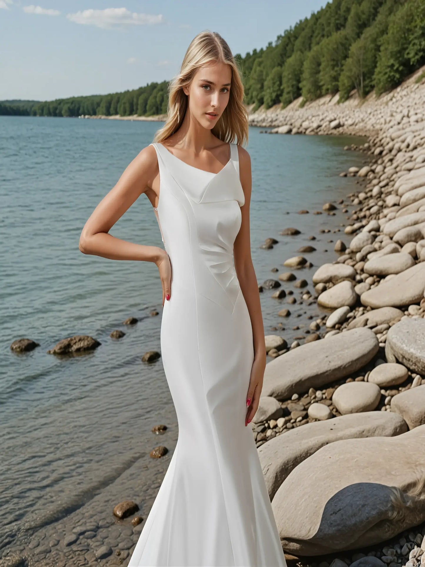 Elara Asymmetric Satin Gown