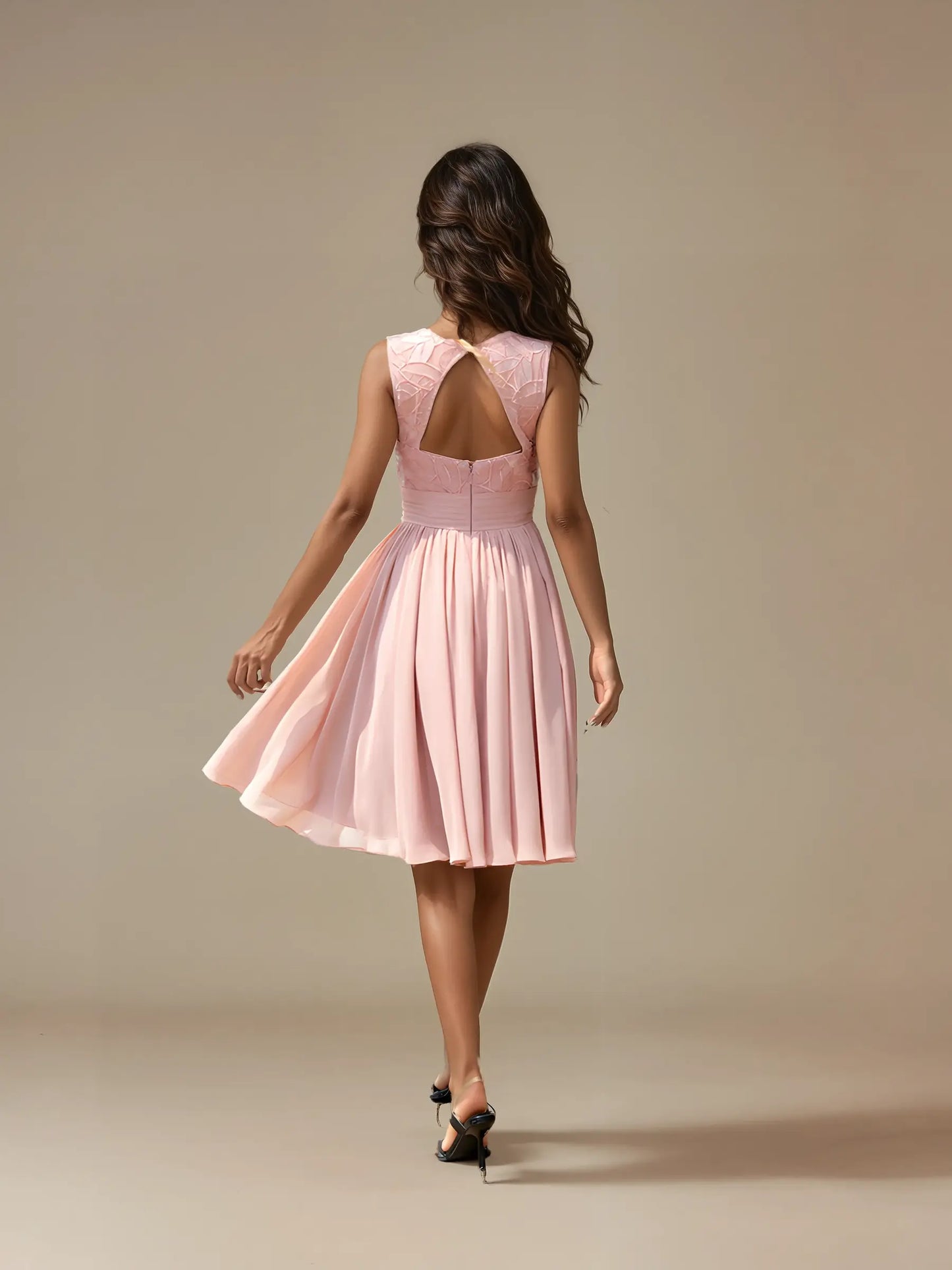 Emilia Embroidered Knee-Length Evening Dress