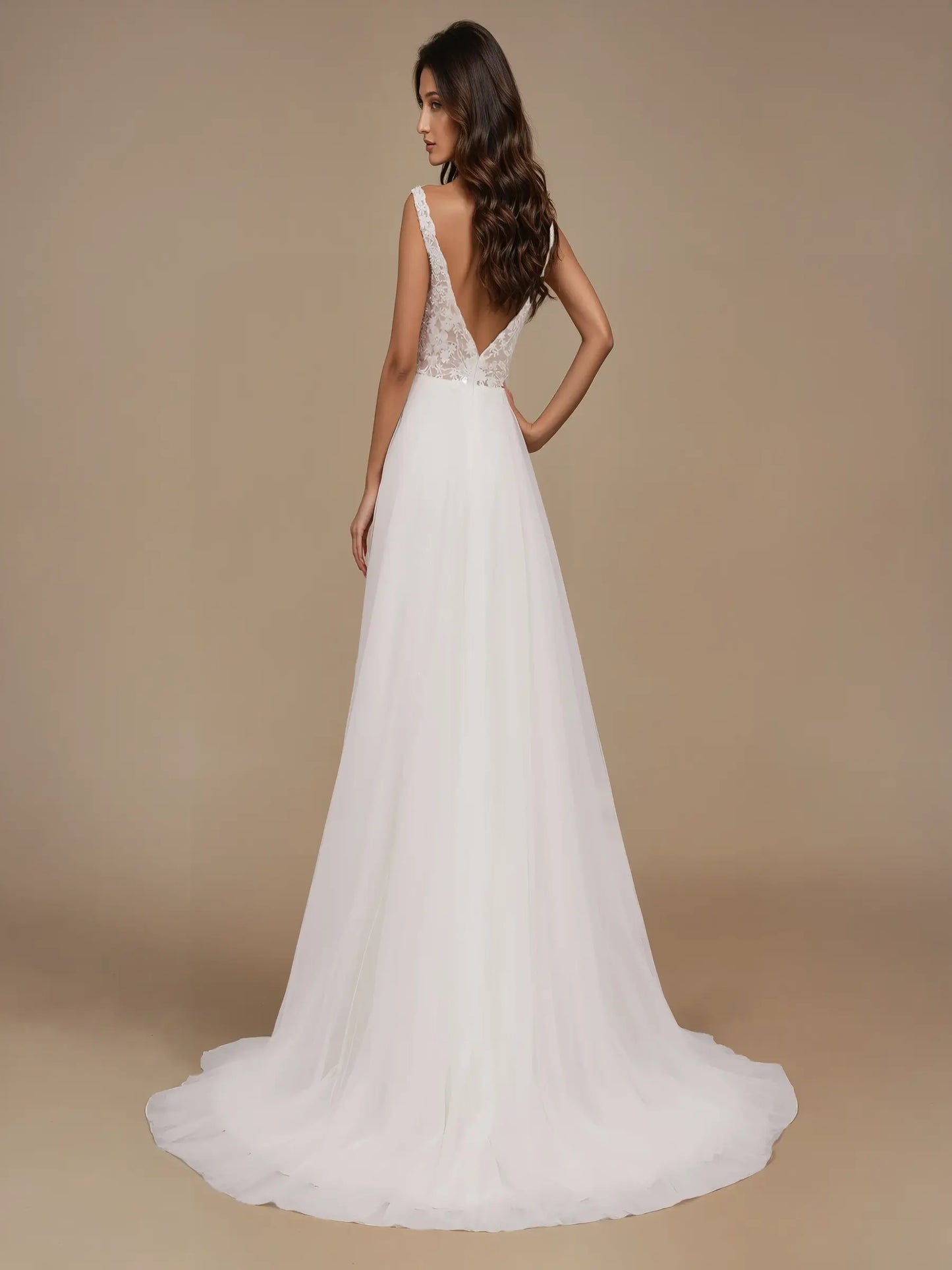 Valencia V-Back Lace Gown