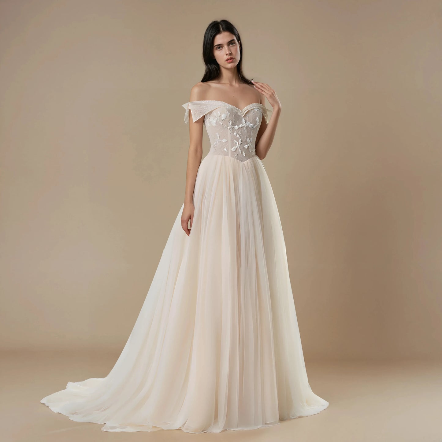 Elowen Off-Shoulder Lace Gown