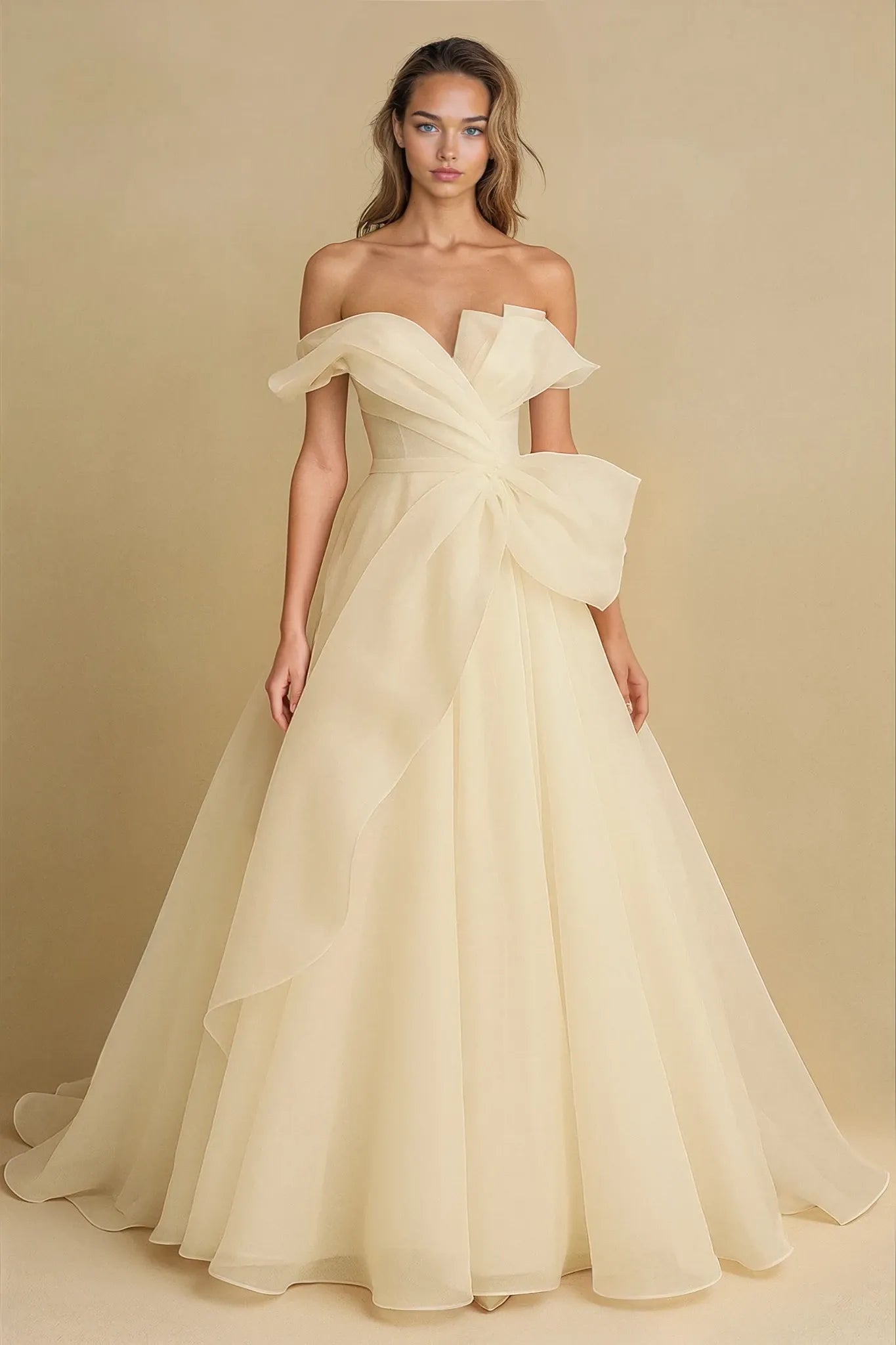 Golden Whisper Bow Gown