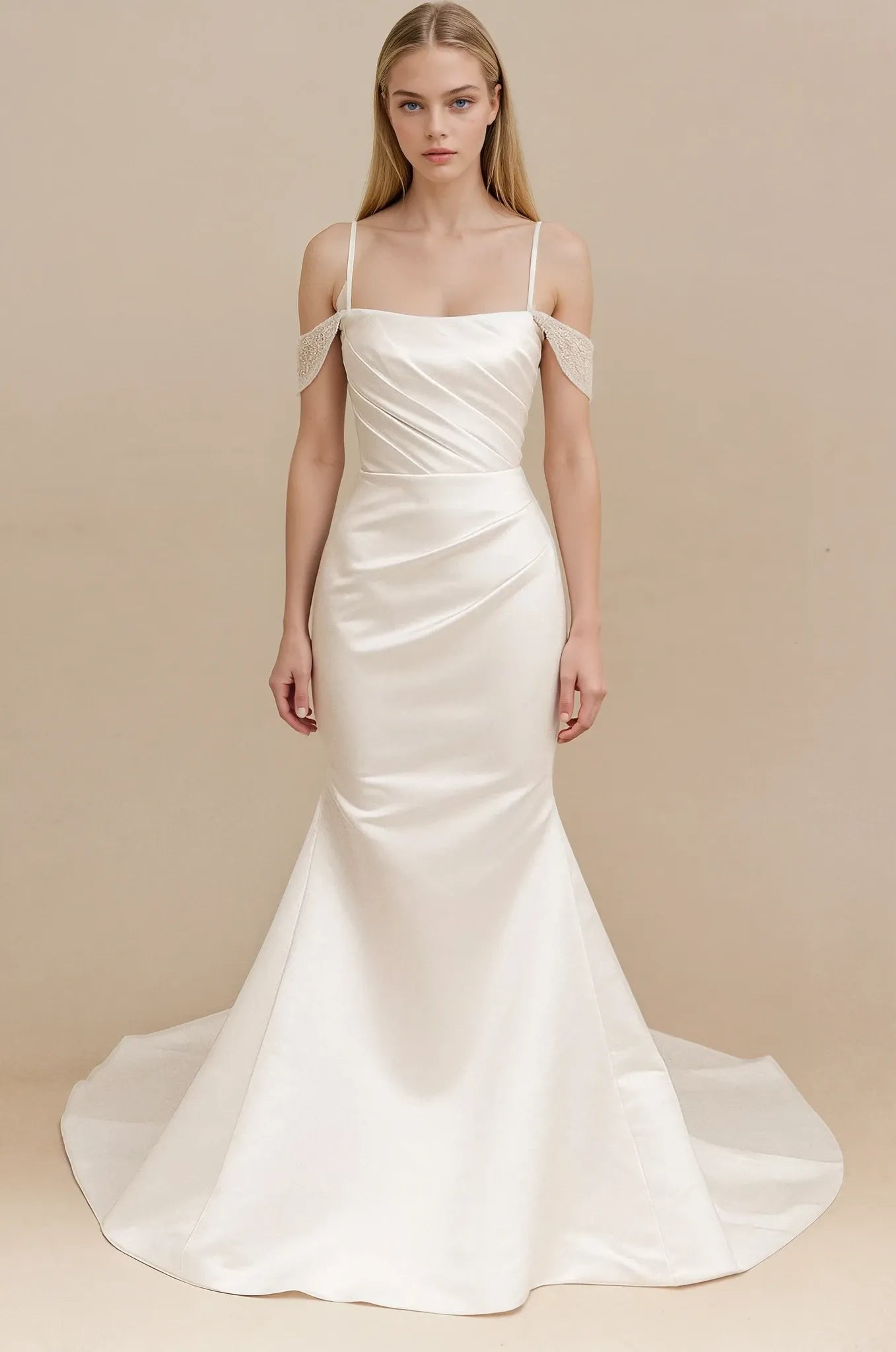 Satin Off-Shoulder Mermaid Gown