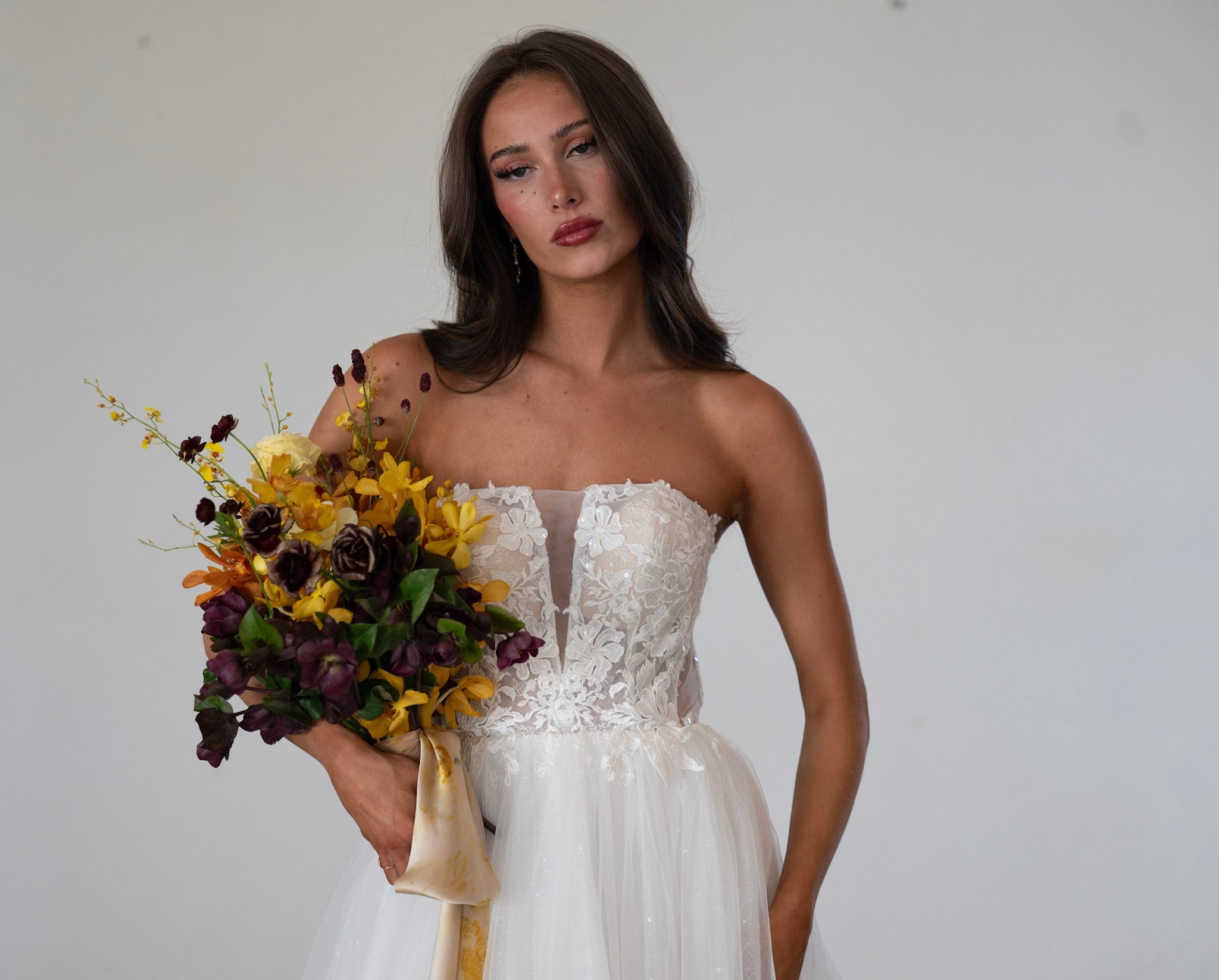 Alair Flare Sleeve Tulle Gown