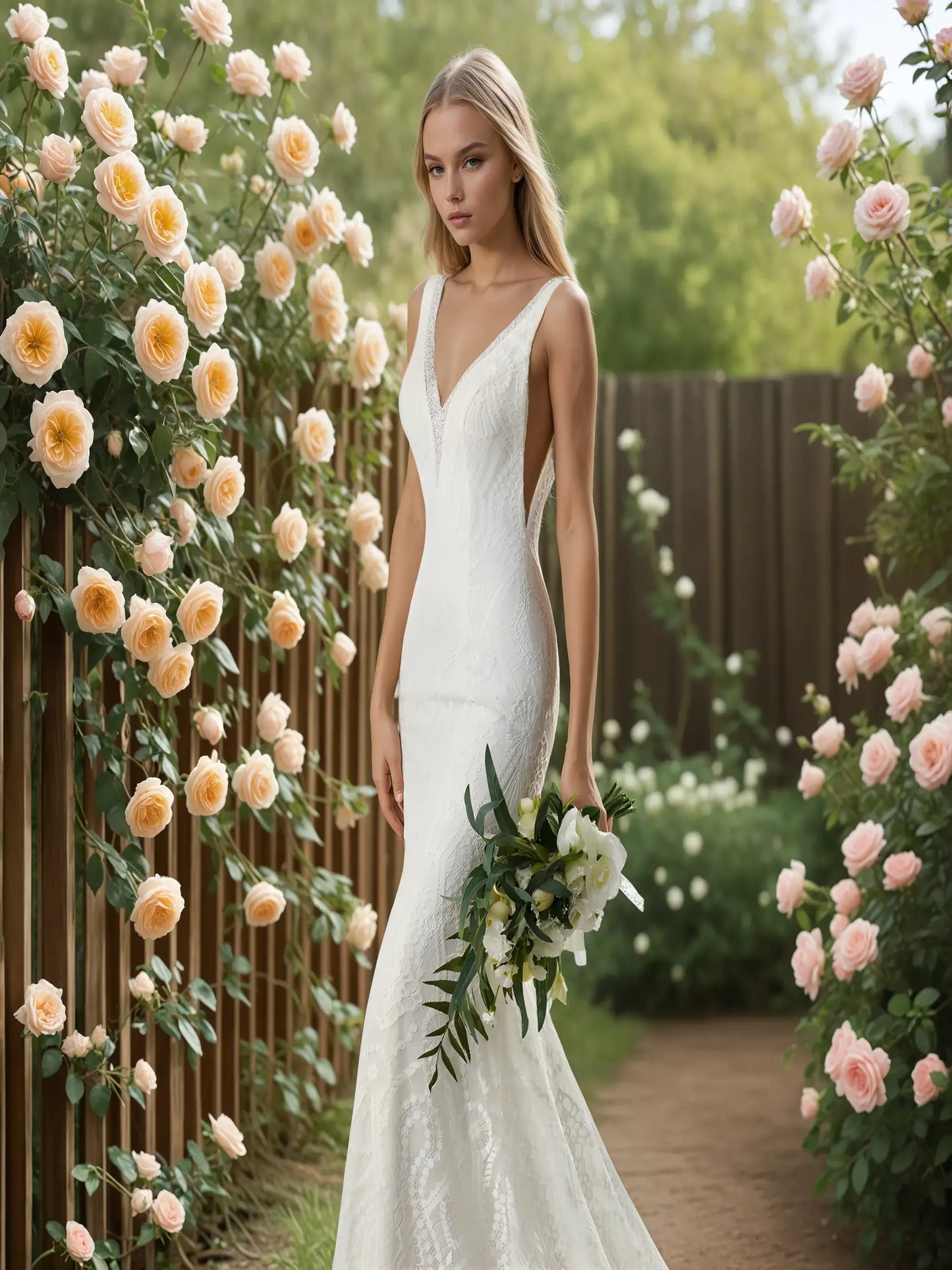 Marisse Scoop Neck Mermaid Gown