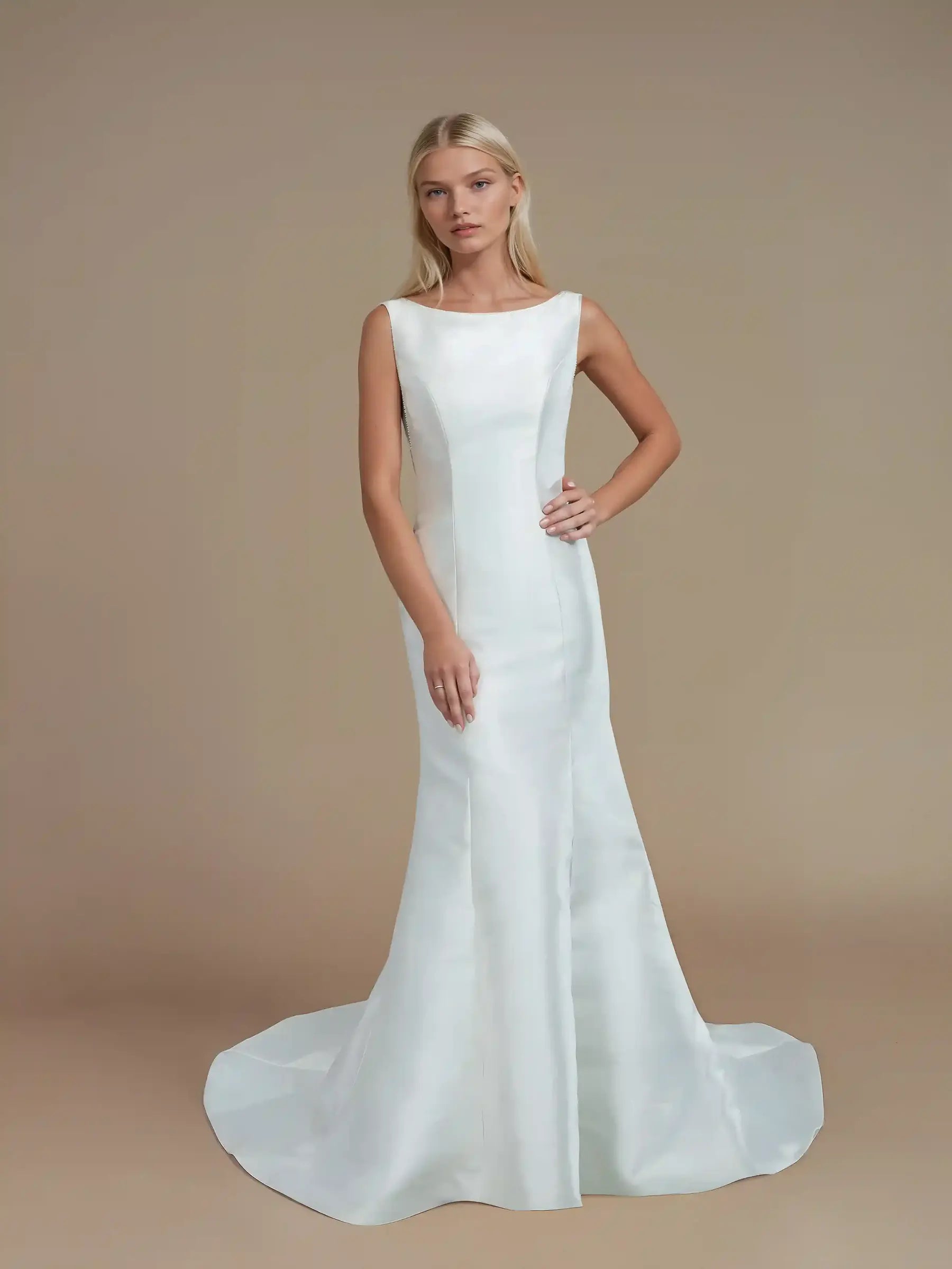 Mermaid Tulle Wedding Dress with Illusion Lace and O-Neckline