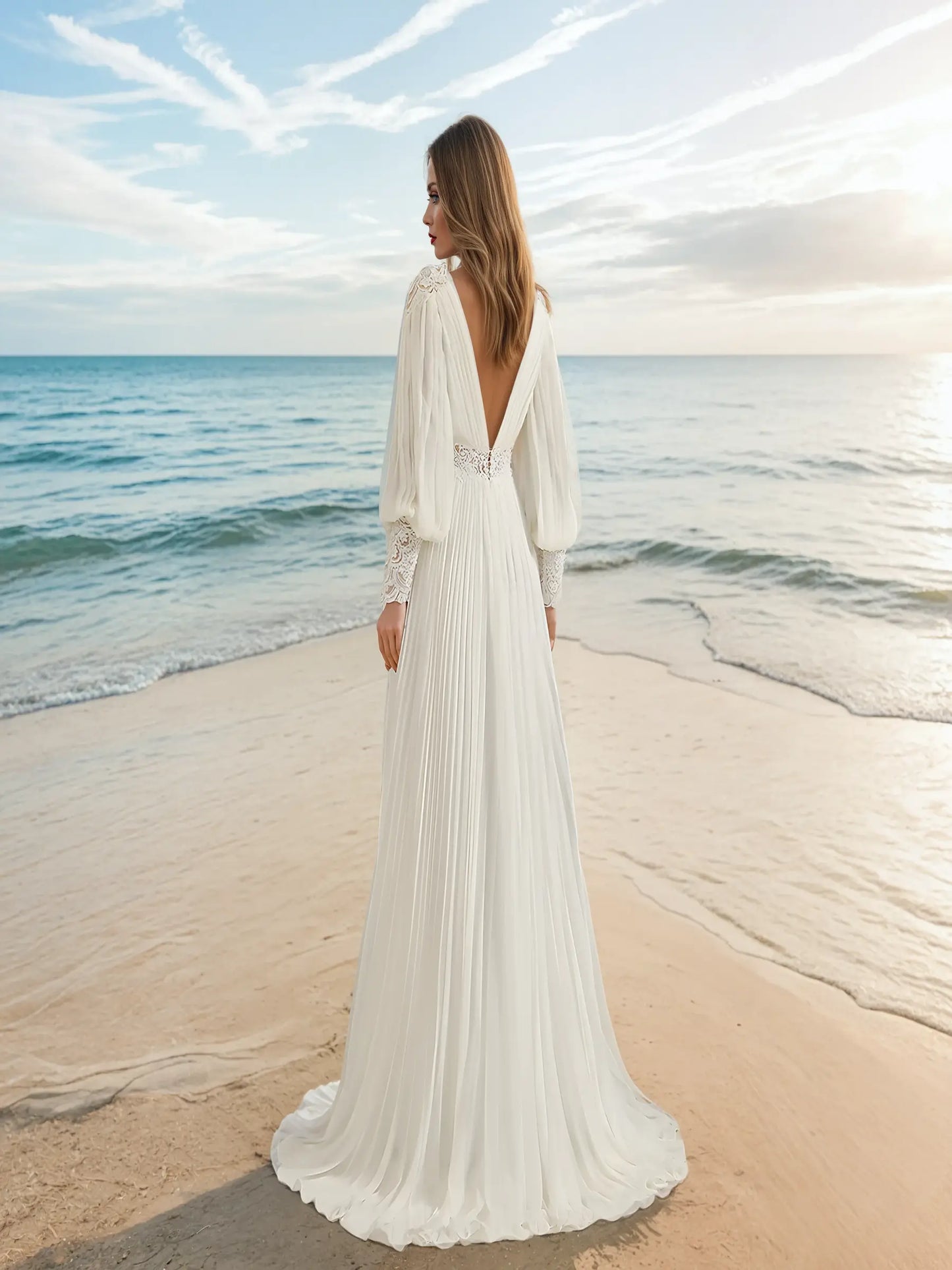 Solene Open-Back Lace Gown