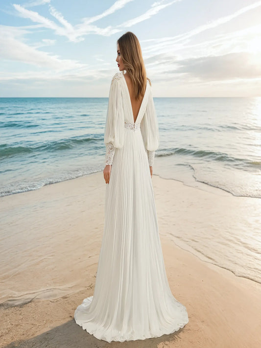 Solene Open-Back Lace Gown