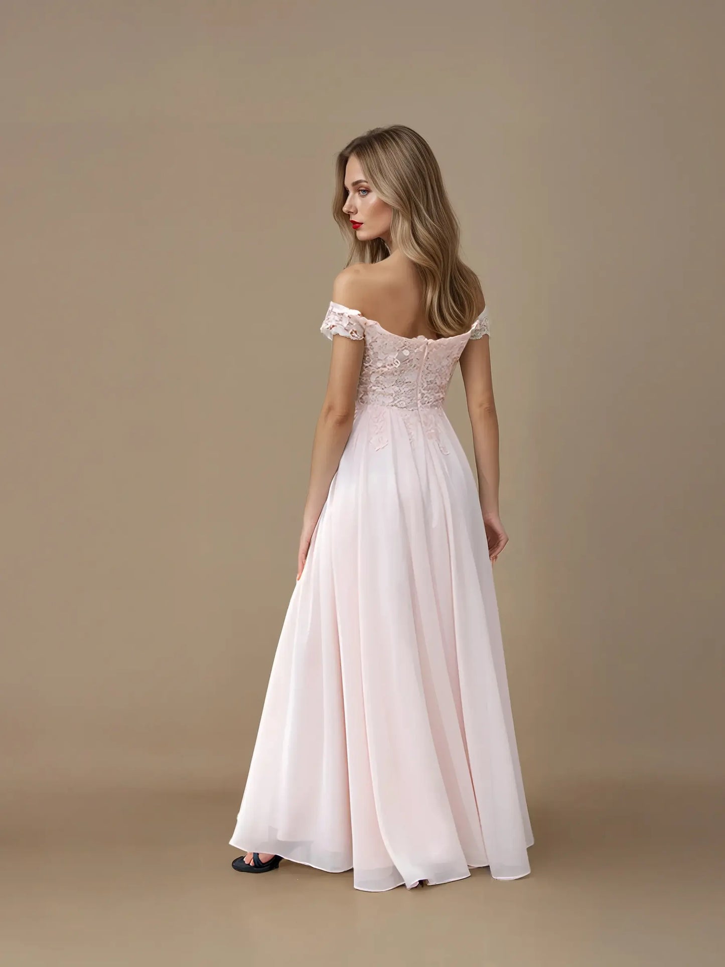 Strapless Floral Embroidered Evening Dress