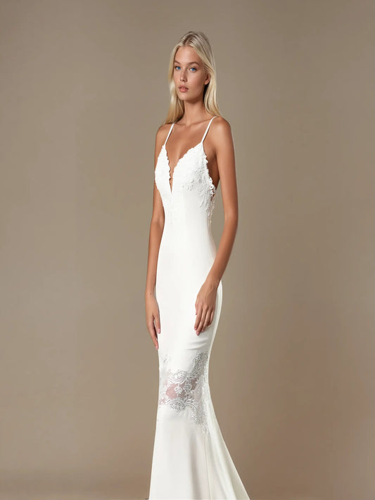 Celina Beaded Lace A-Line Gown