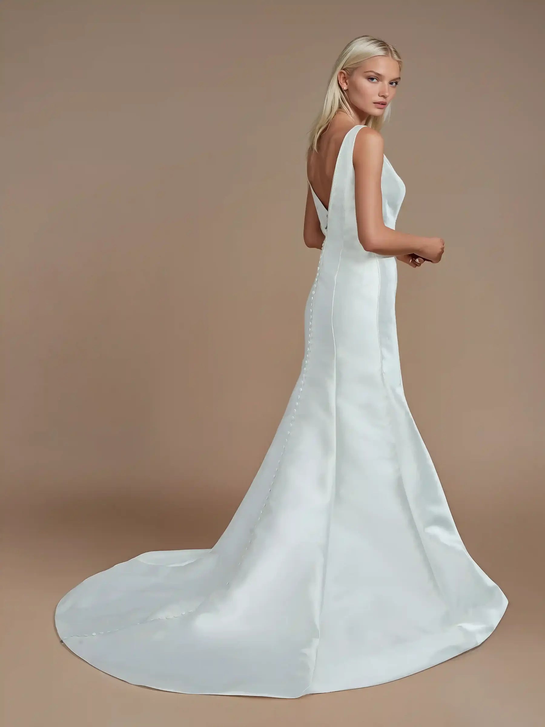 Mermaid Tulle Wedding Dress with Illusion Lace and O-Neckline