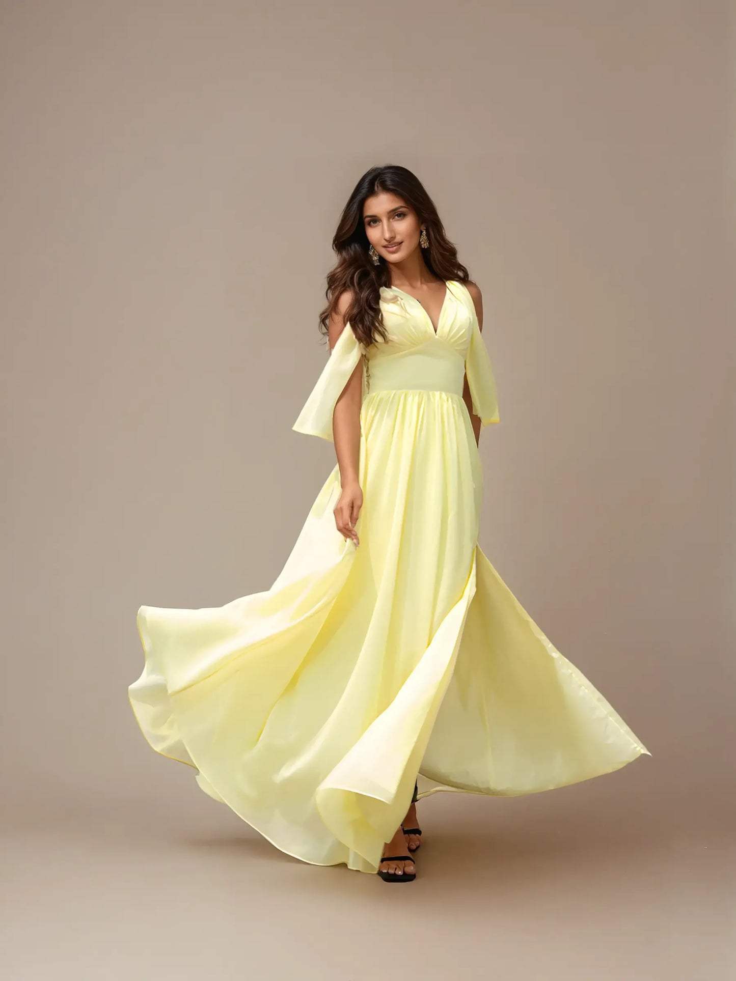 V-Neck A-Line Chiffon Evening Dress