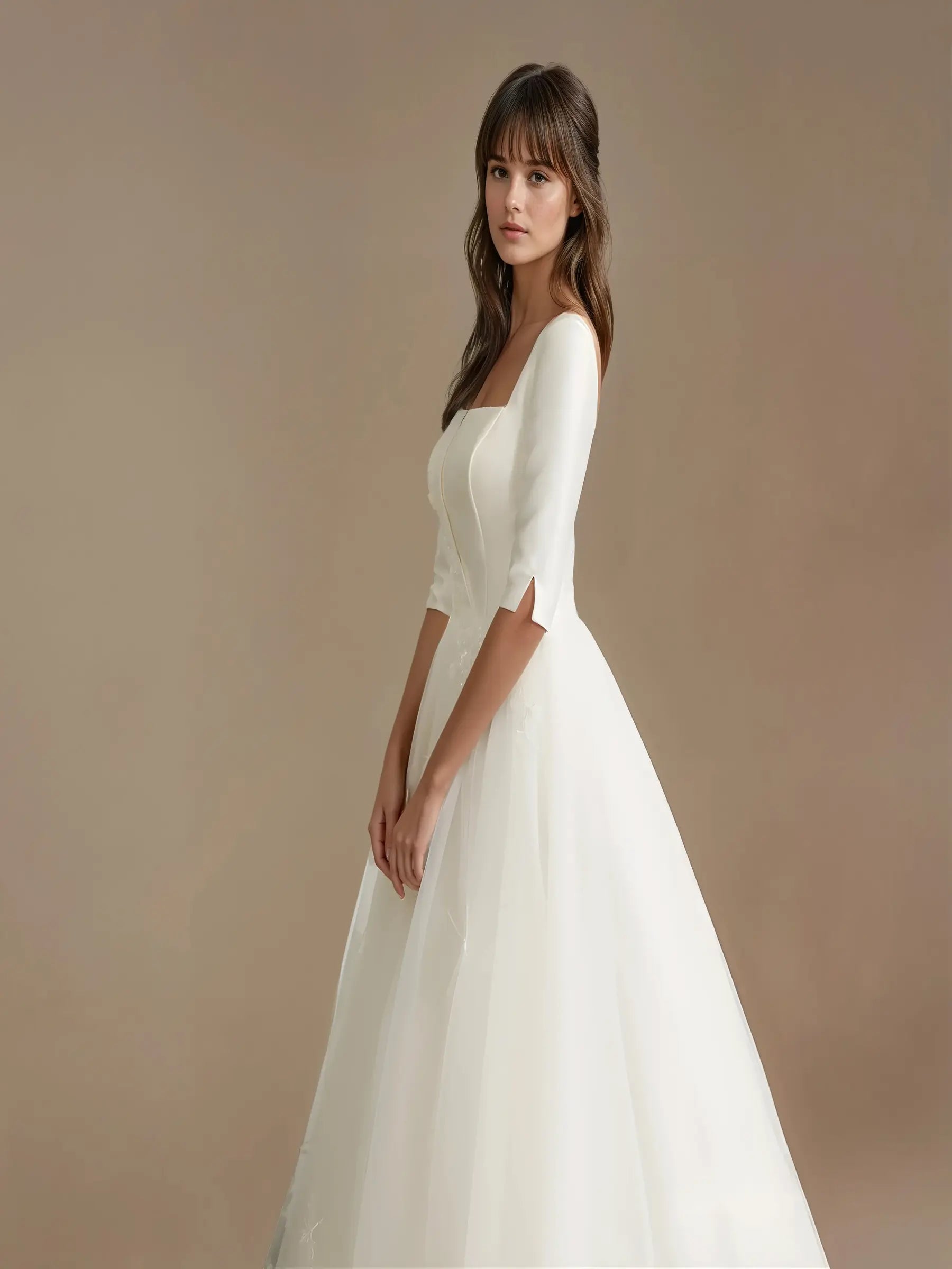 Adelisse Square-Neck Lace Gown