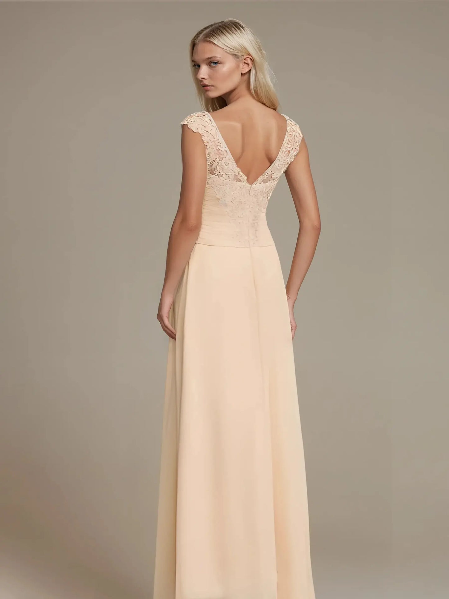 Satin Chiffon Empire Gown
