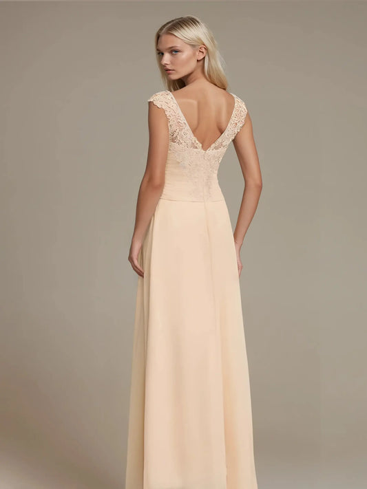 Satin Chiffon Empire Gown