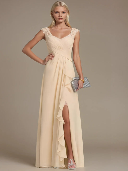 Satin Chiffon Empire Gown