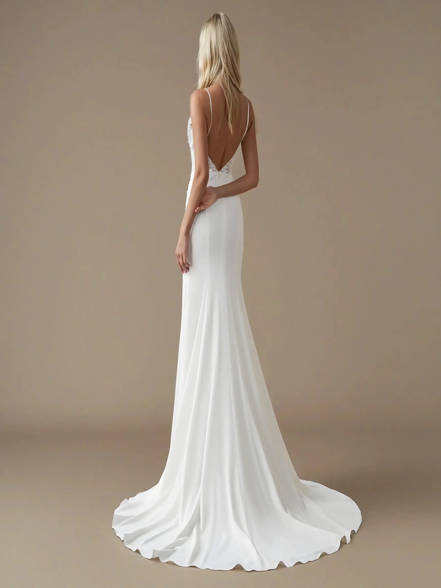 Solene Scoop-Neck Lace Gown