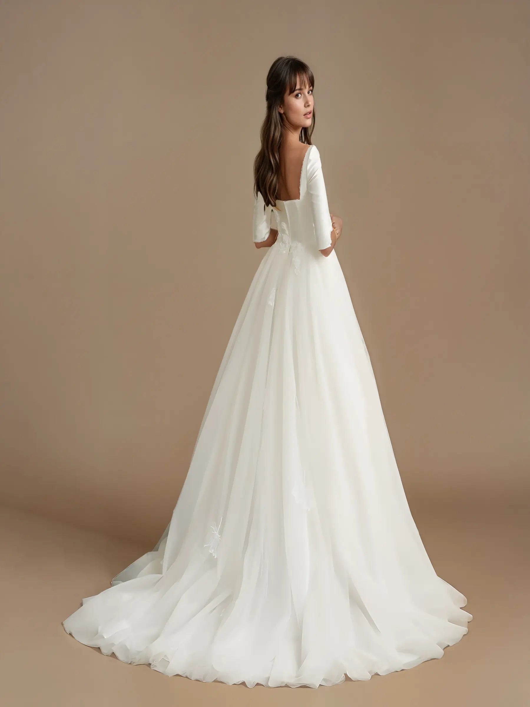Adelisse Square-Neck Lace Gown