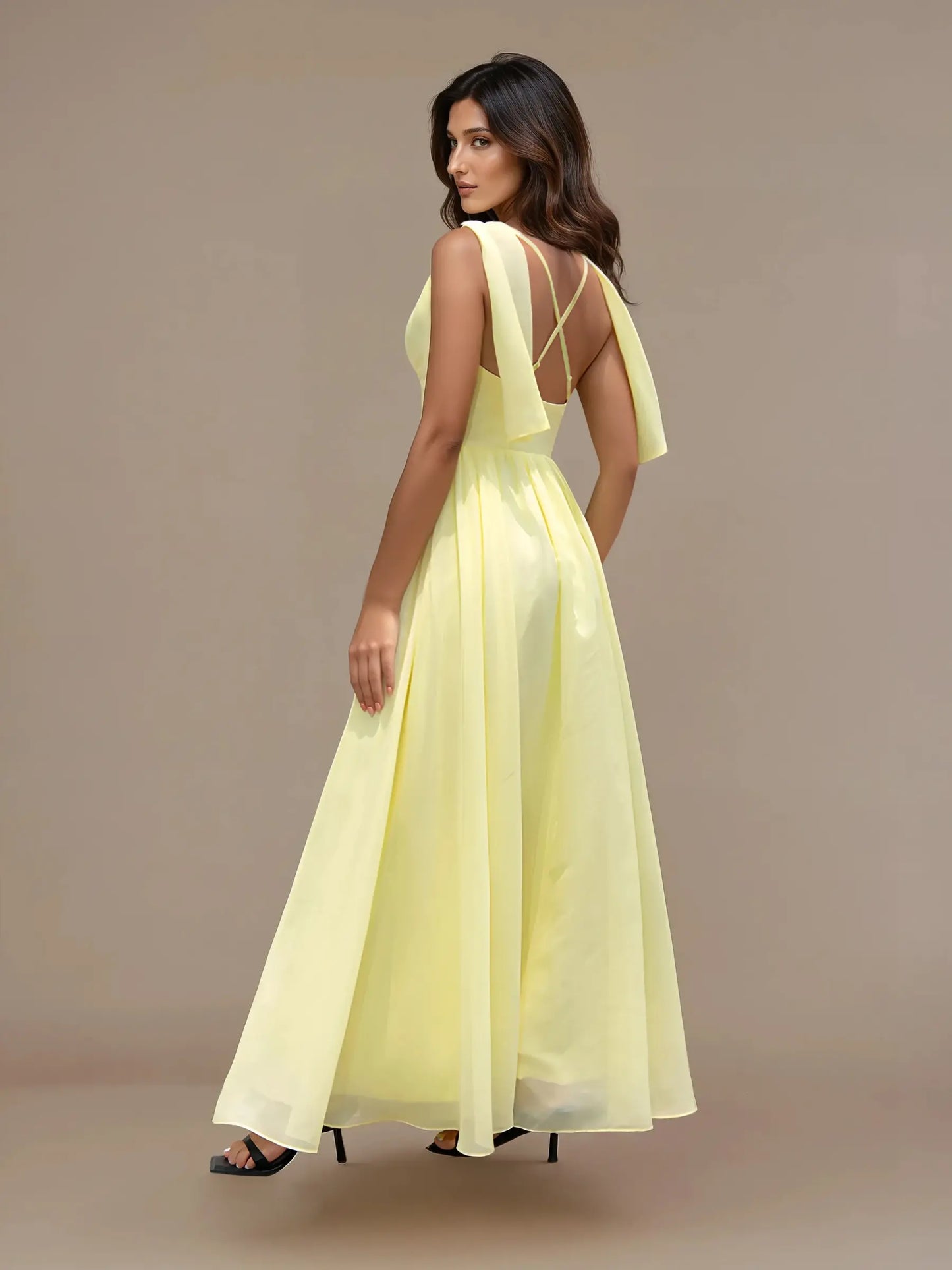 V-Neck A-Line Chiffon Evening Dress