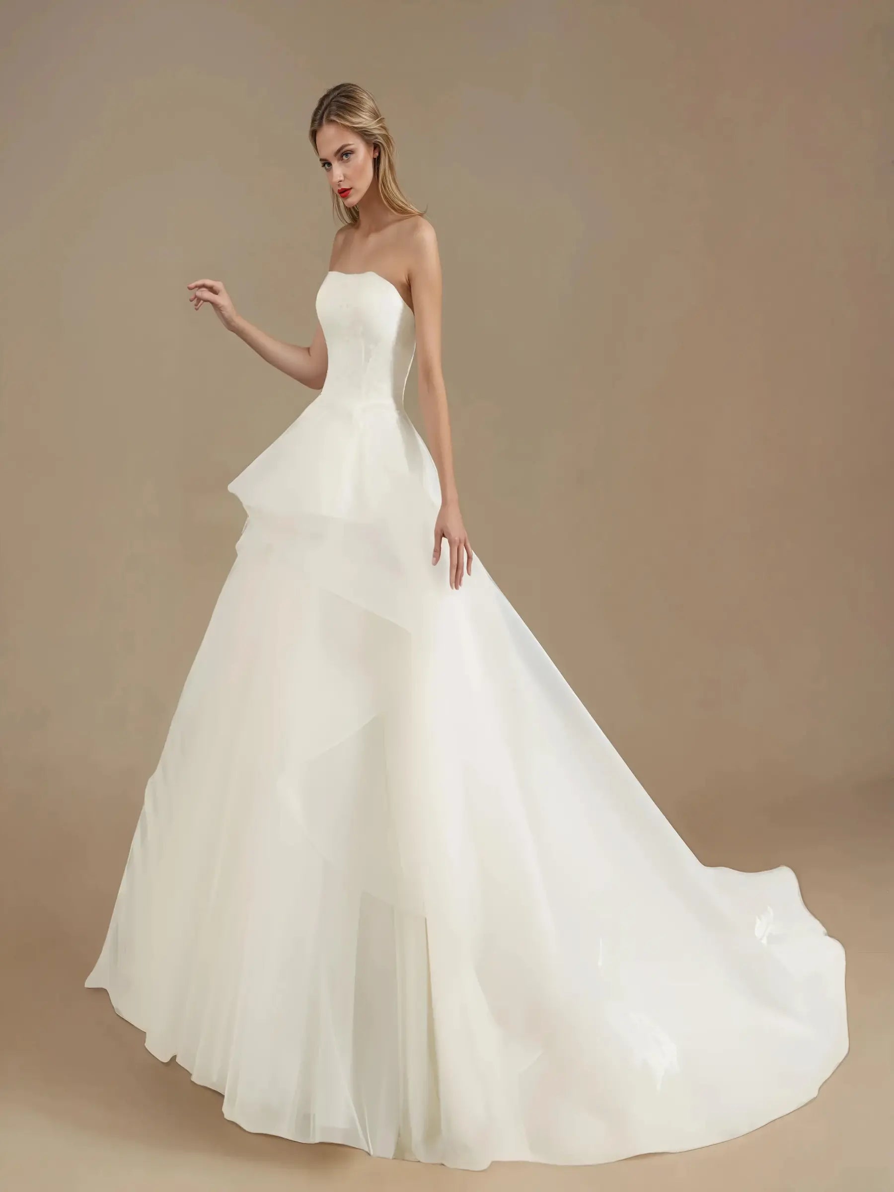 Alair Flare Sleeve Tulle Gown