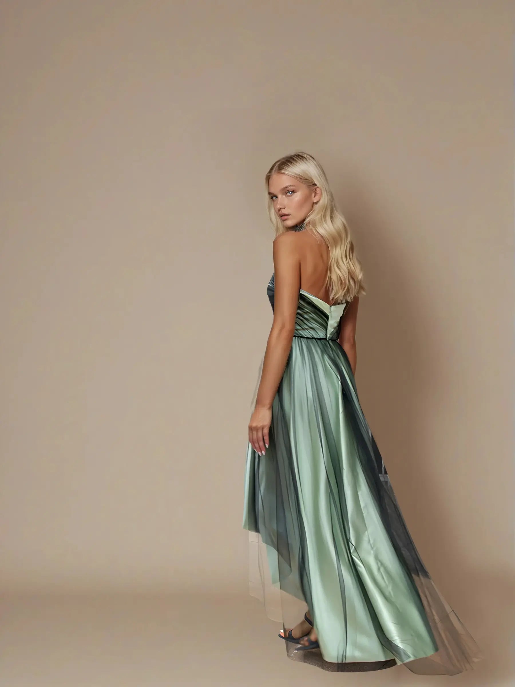 Off-Shoulder A-Line Evening Dress in Soft Chiffon