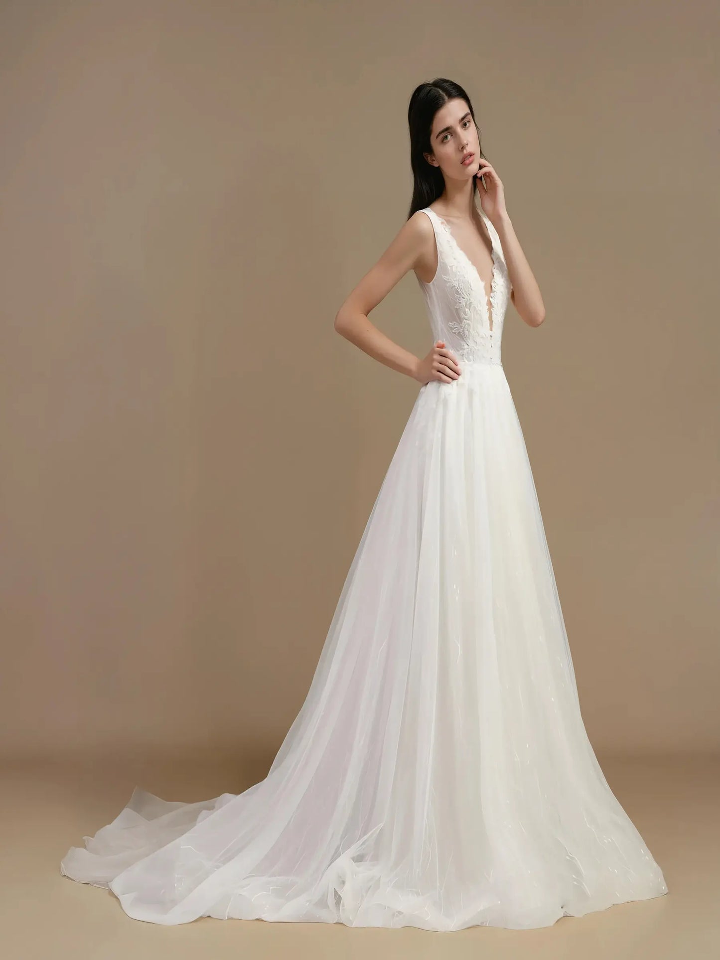 Valessa Watteau Lace Gown