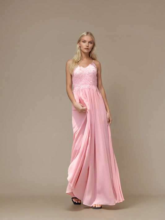 Backless Embroidered Chiffon Evening Dress