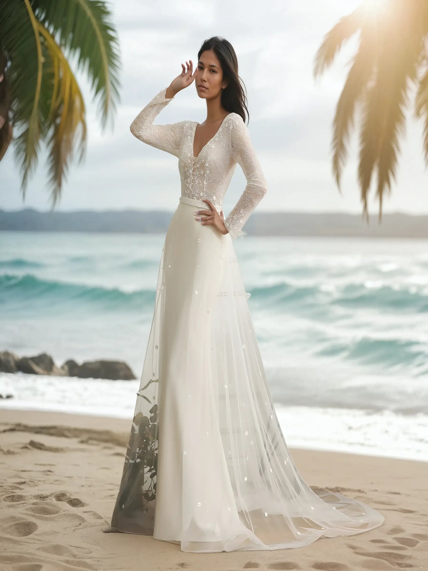 Seraphielle Pearl Lace Gown