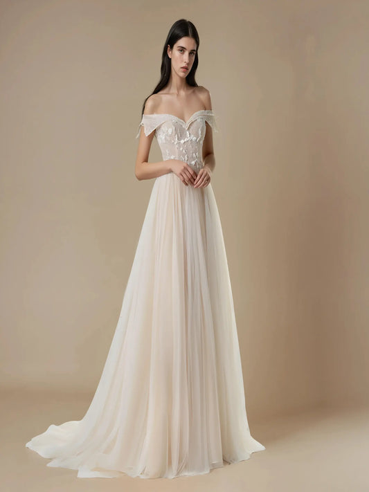 Elowen Off-Shoulder Lace Gown