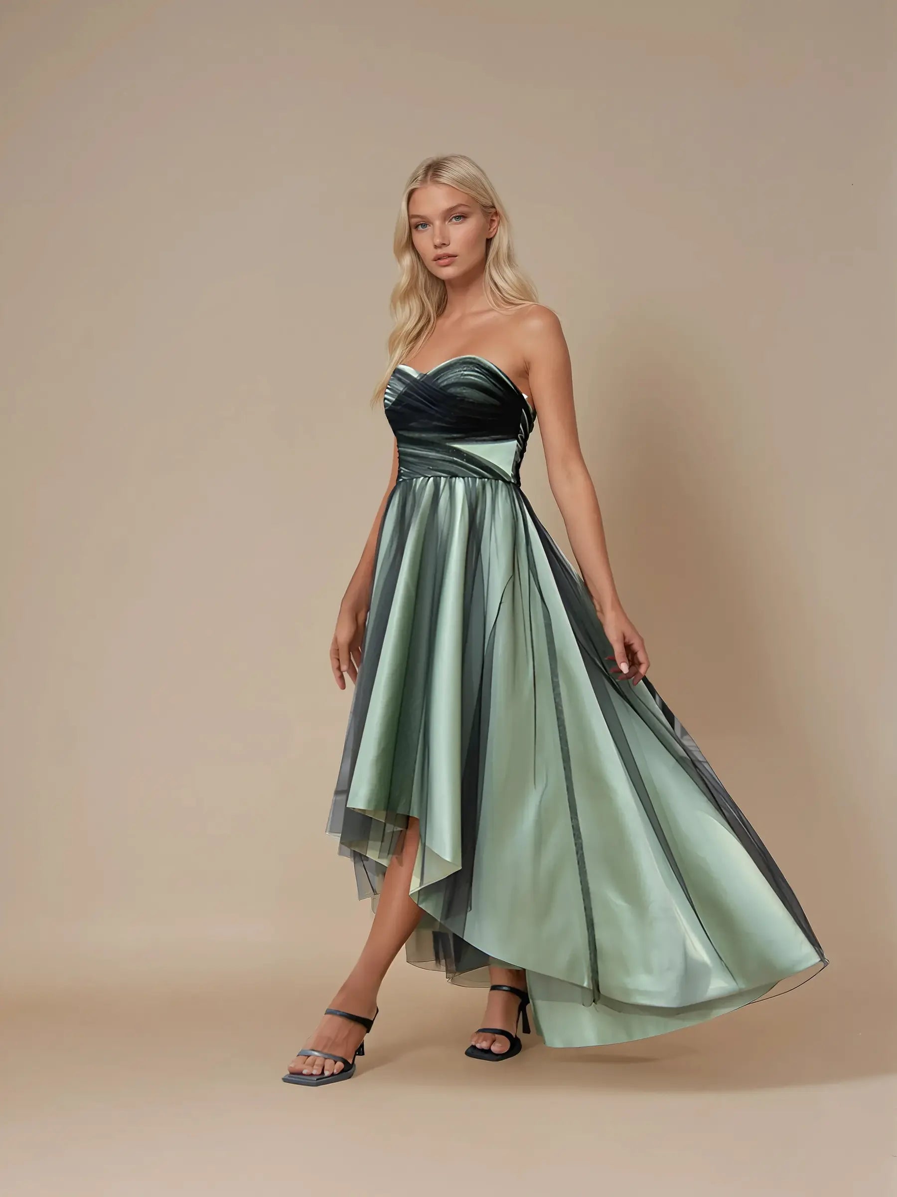 Off-Shoulder A-Line Evening Dress in Soft Chiffon