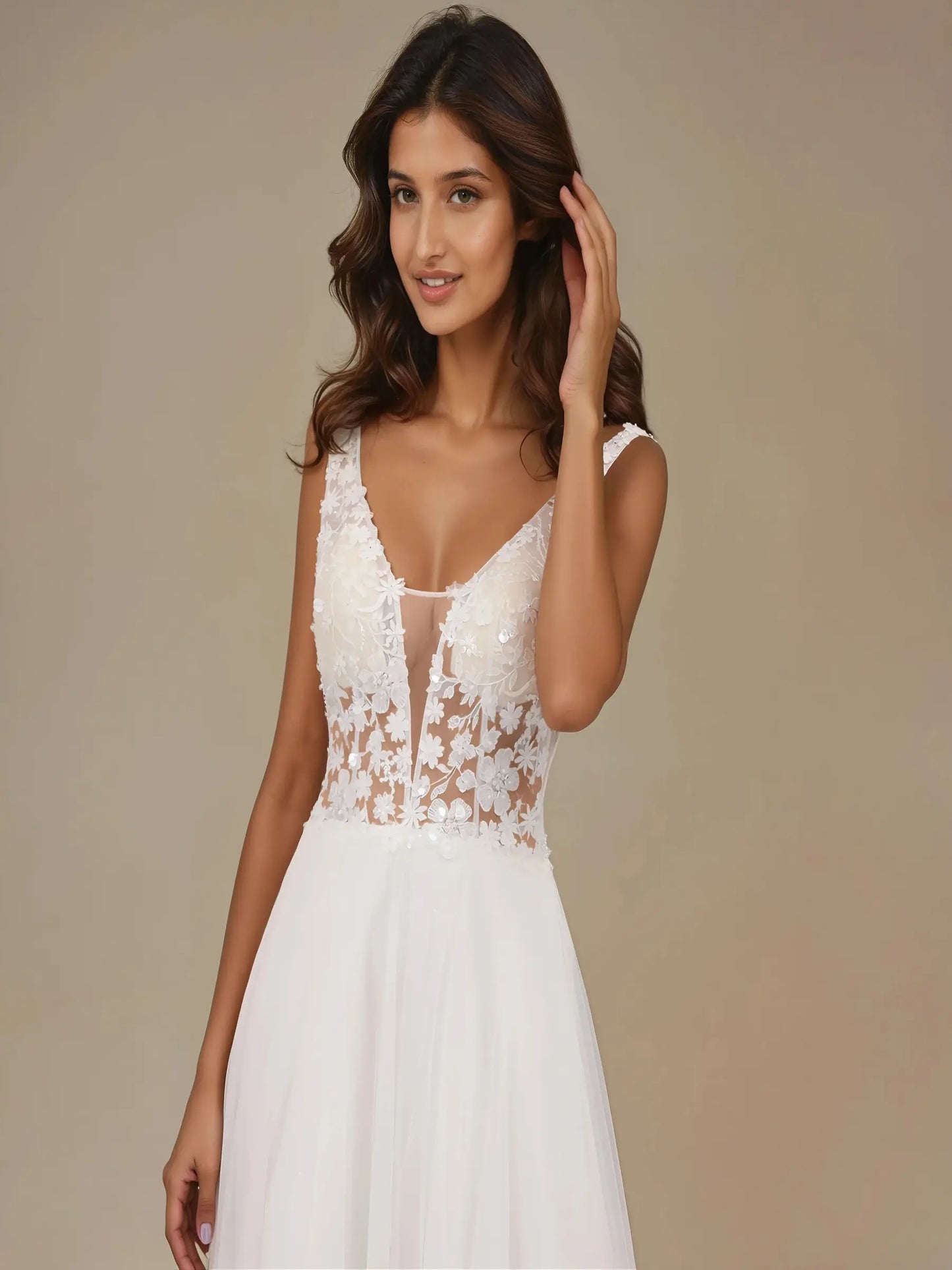 Valencia V-Back Lace Gown