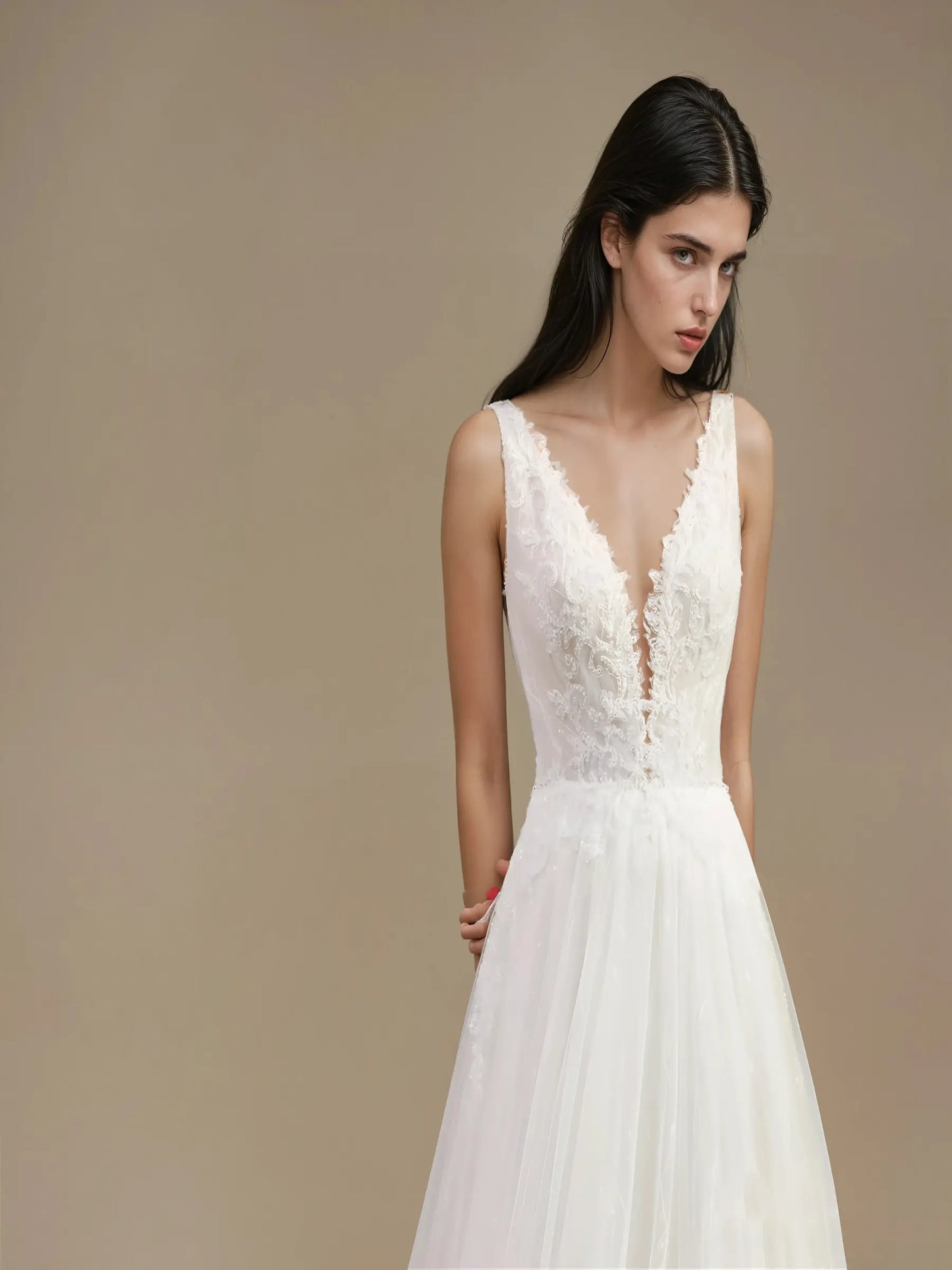 Valessa Watteau Lace Gown