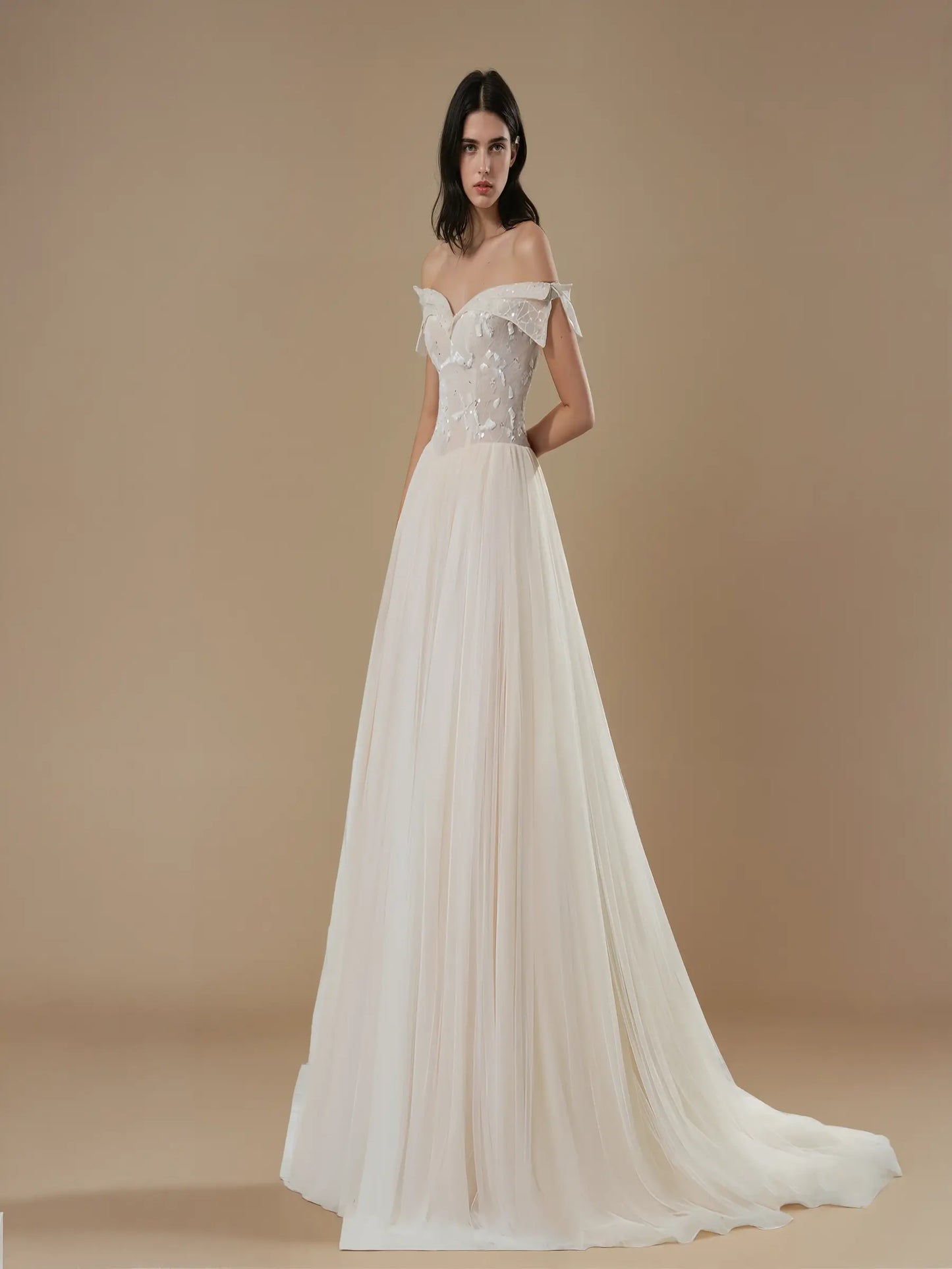 Elowen Off-Shoulder Lace Gown