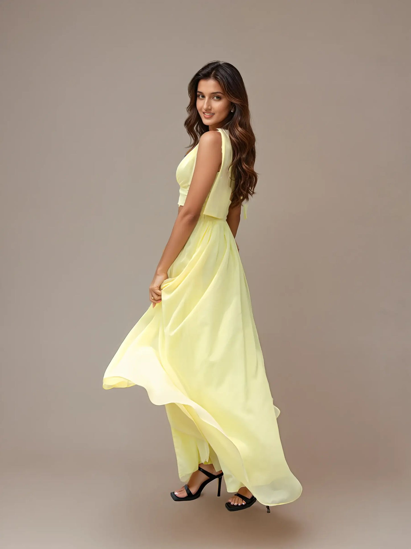V-Neck A-Line Chiffon Evening Dress