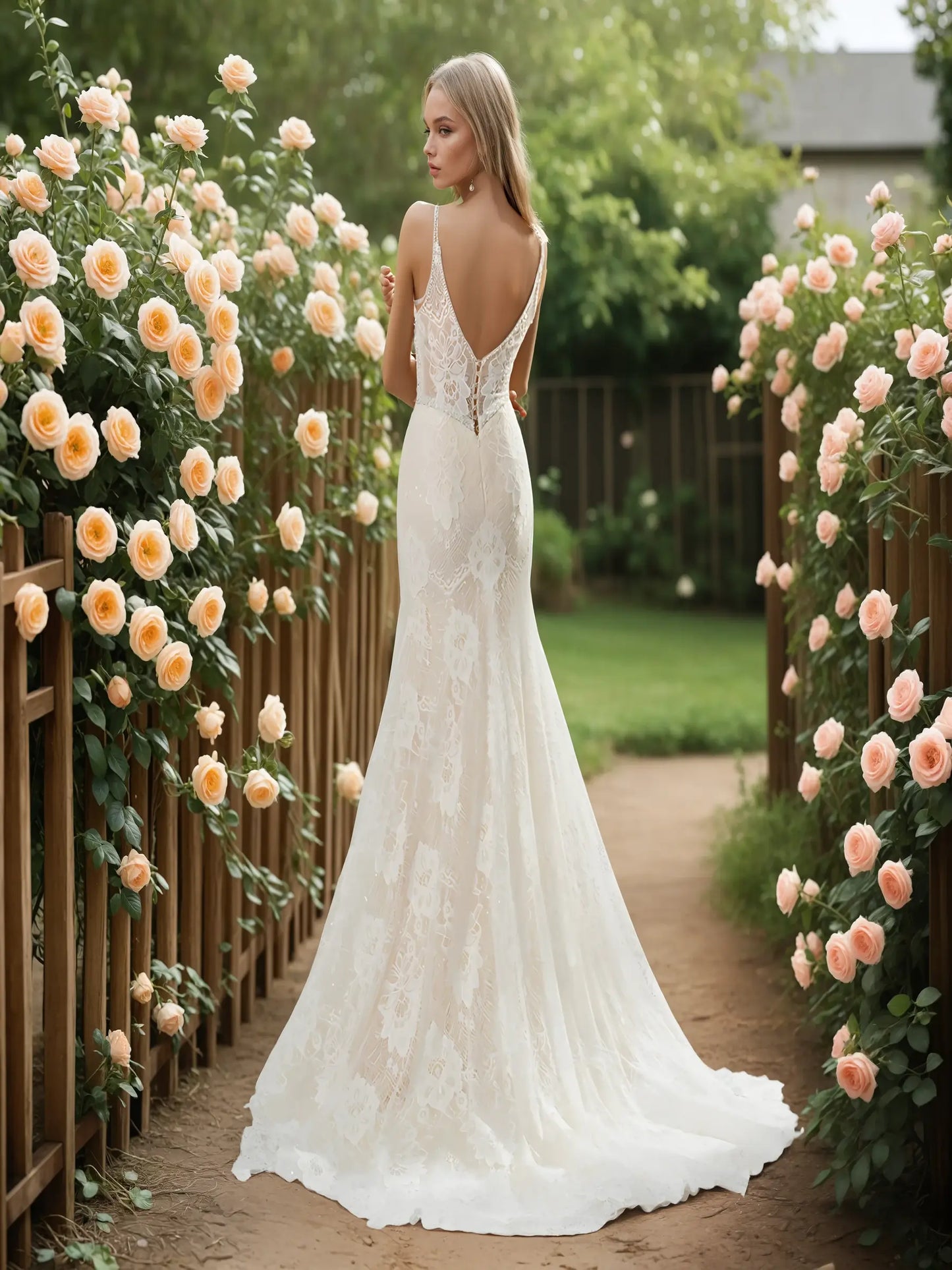 Novara Beaded Lace Mermaid Gown