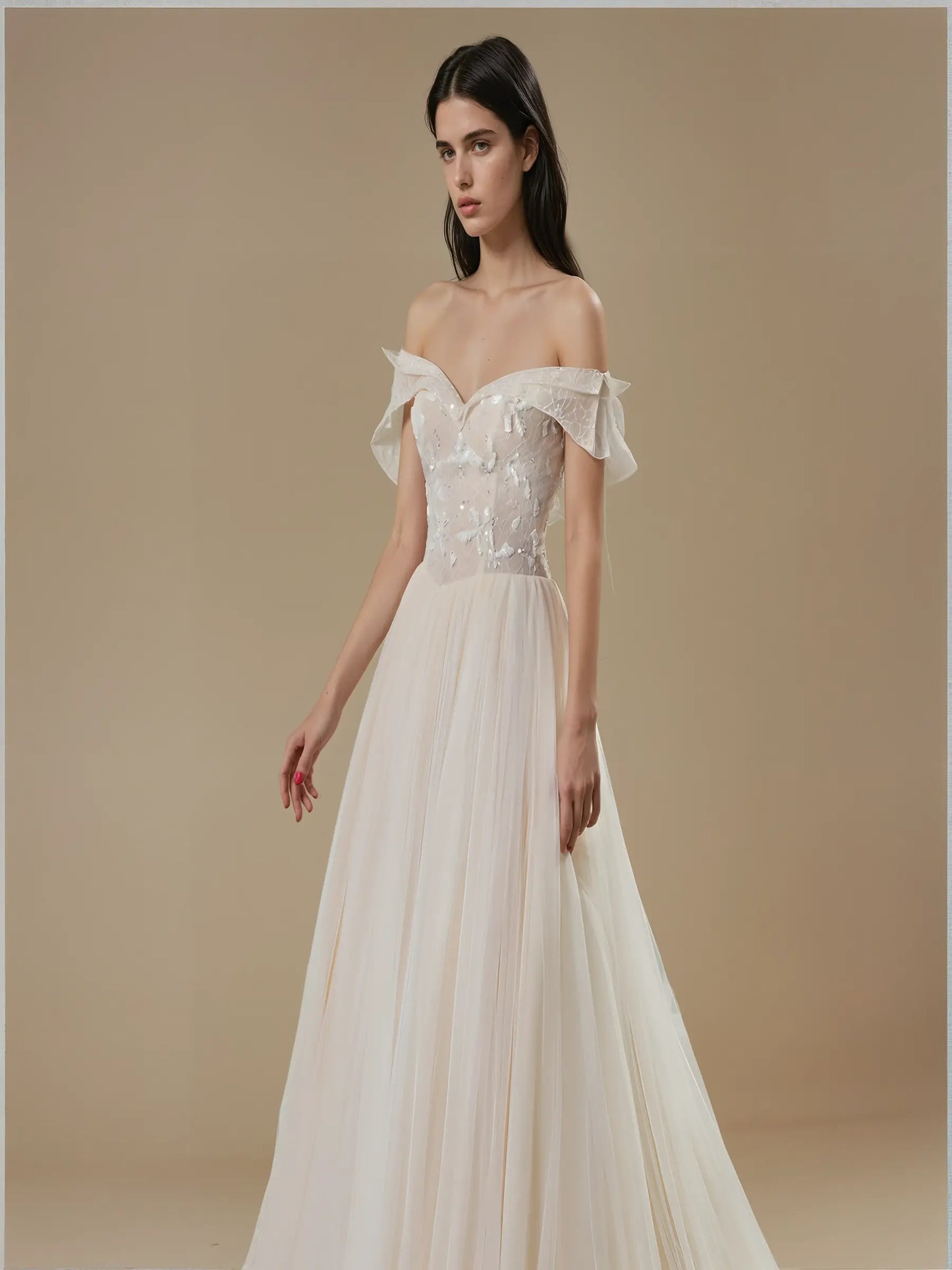 Elowen Off-Shoulder Lace Gown