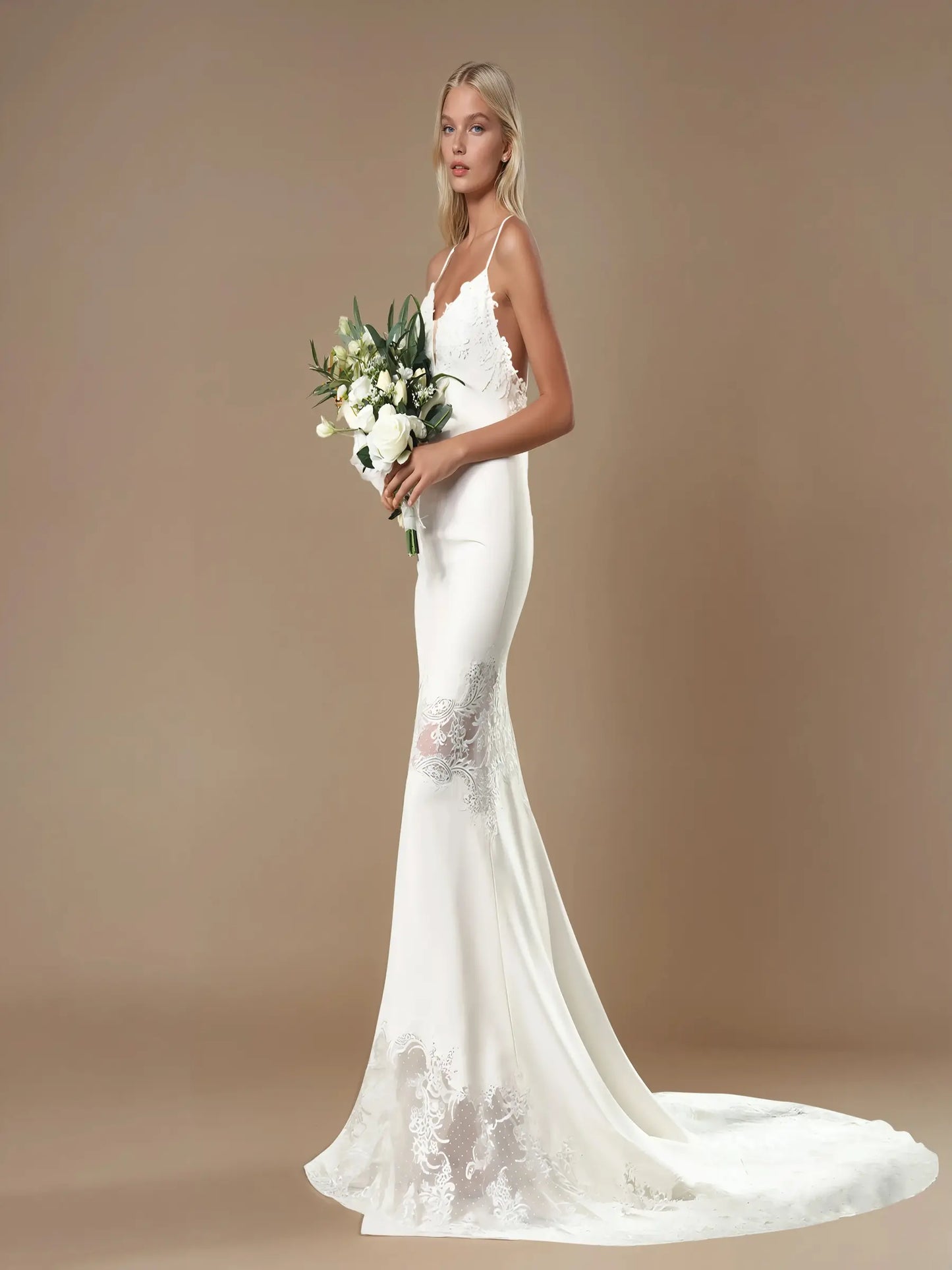 Celina Beaded Lace A-Line Gown