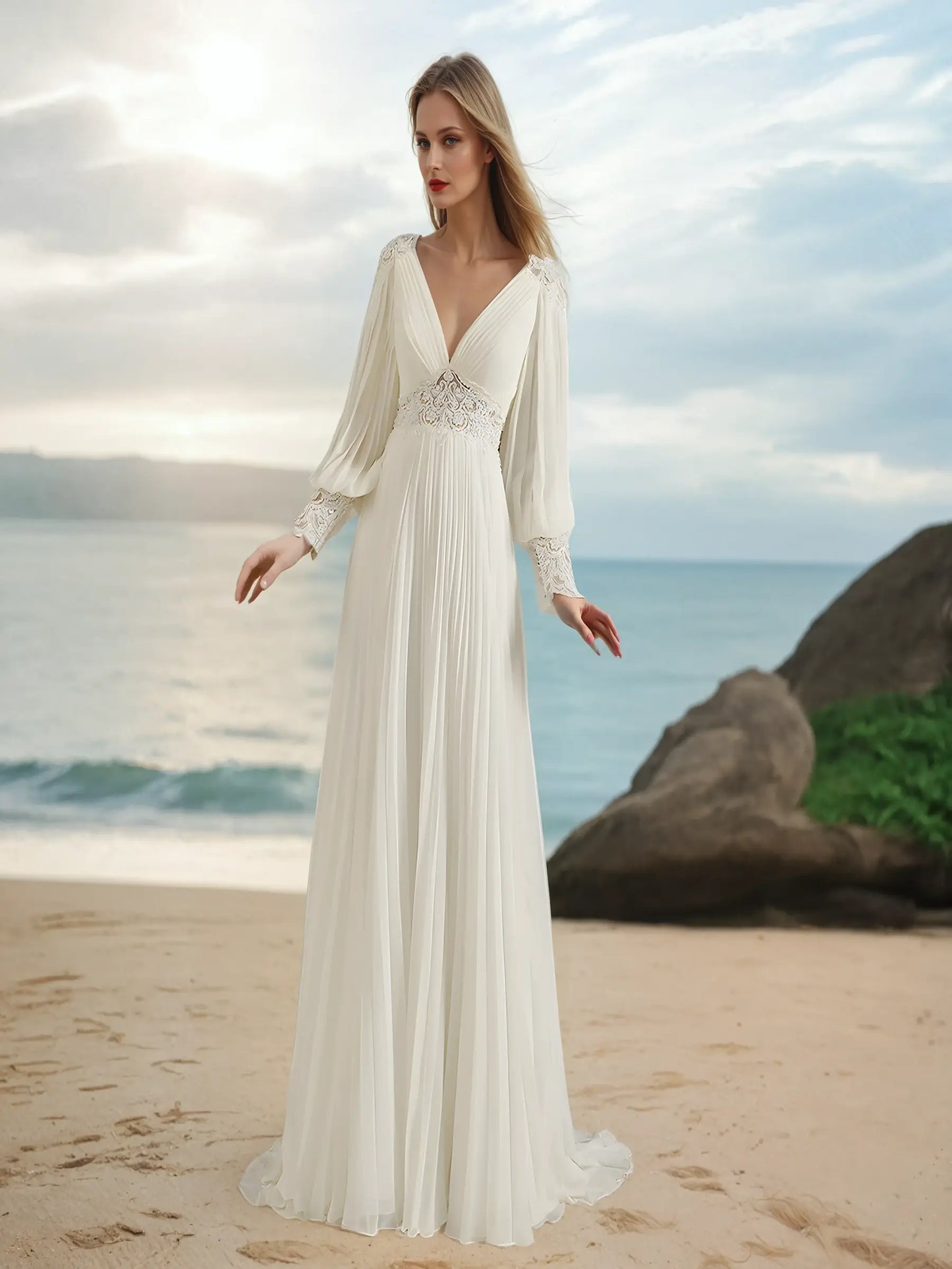 Solene Open-Back Lace Gown