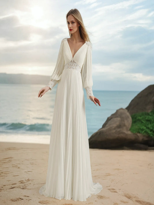 Solene Open-Back Lace Gown