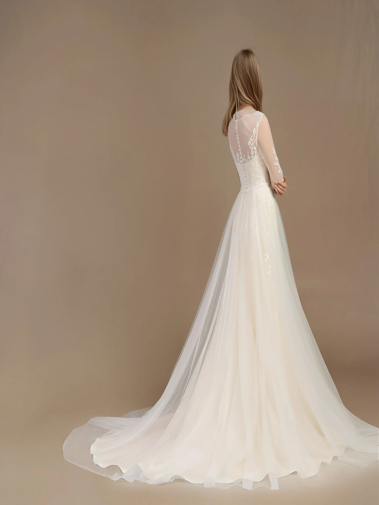 Lucienne High-Neck Lace Gown