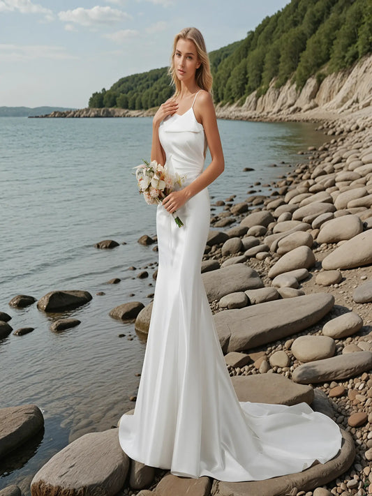 Elara Asymmetric Satin Gown