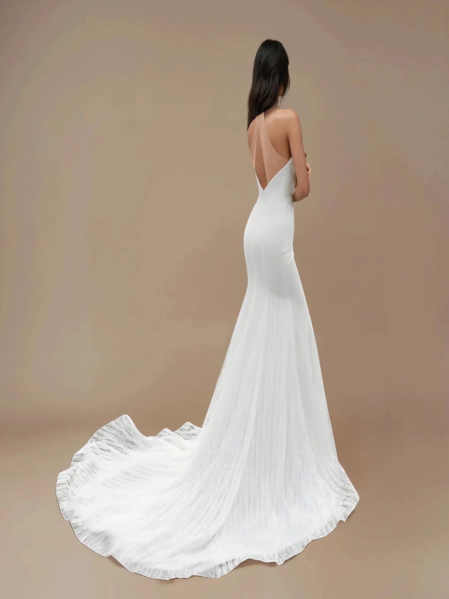 Halter Lace Mermaid Wedding Dress