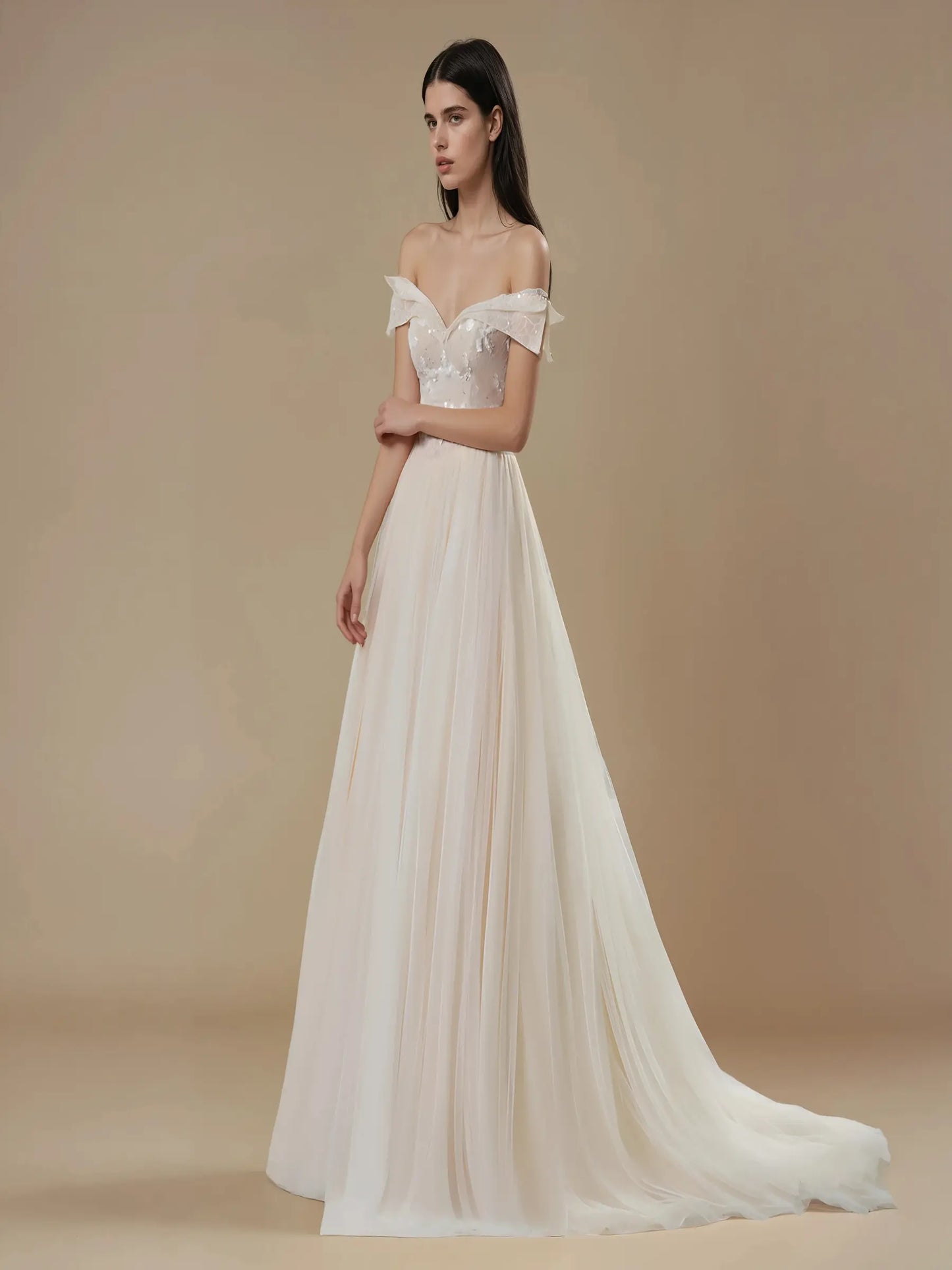 Elowen Off-Shoulder Lace Gown