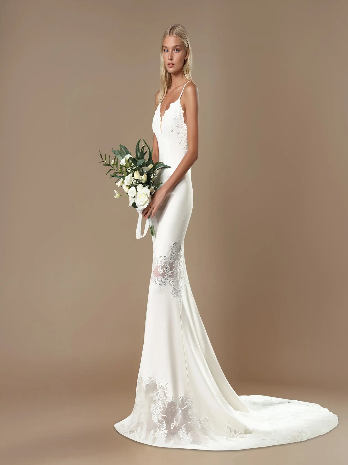 Celina Beaded Lace A-Line Gown