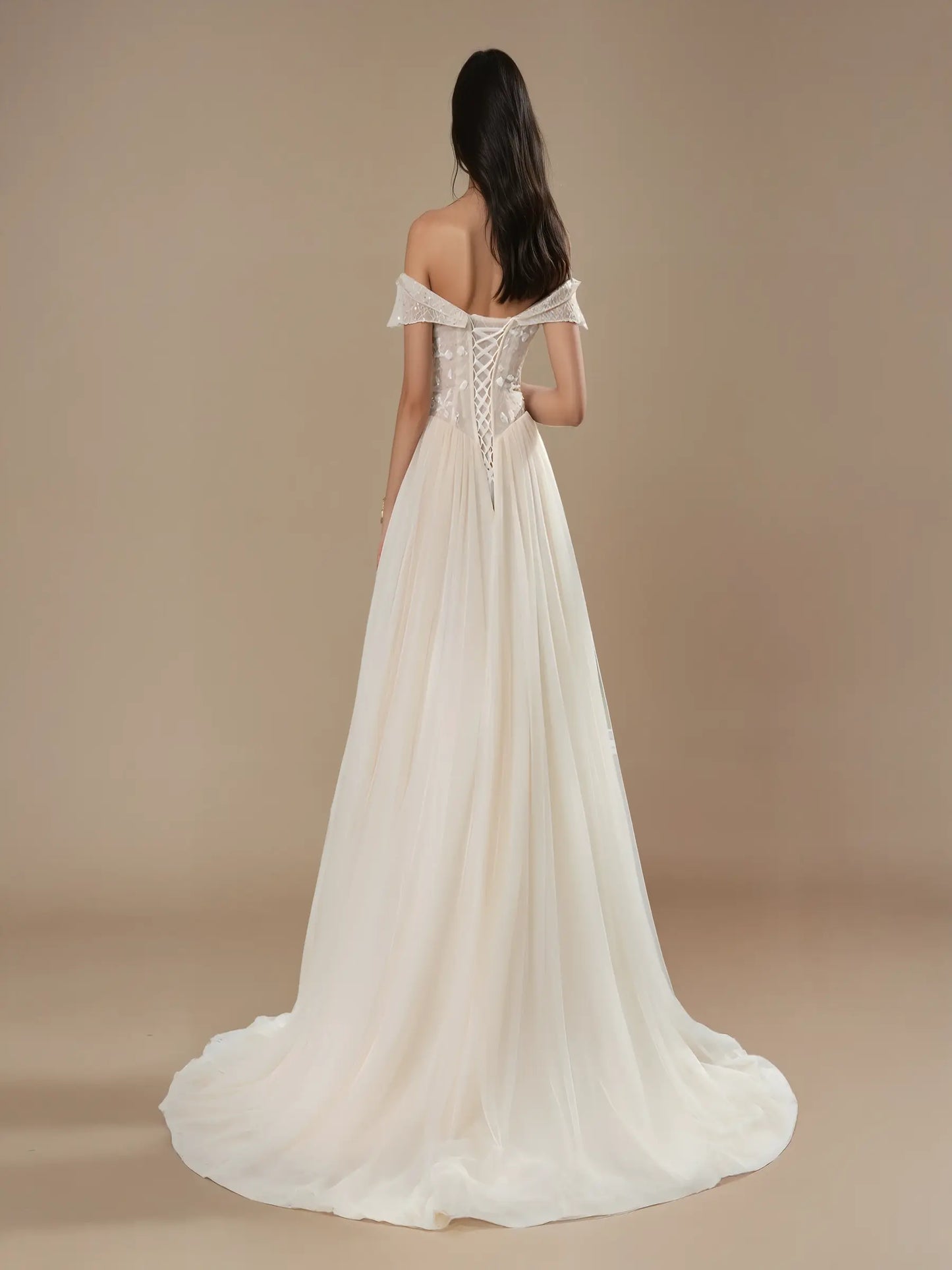 Elowen Off-Shoulder Lace Gown