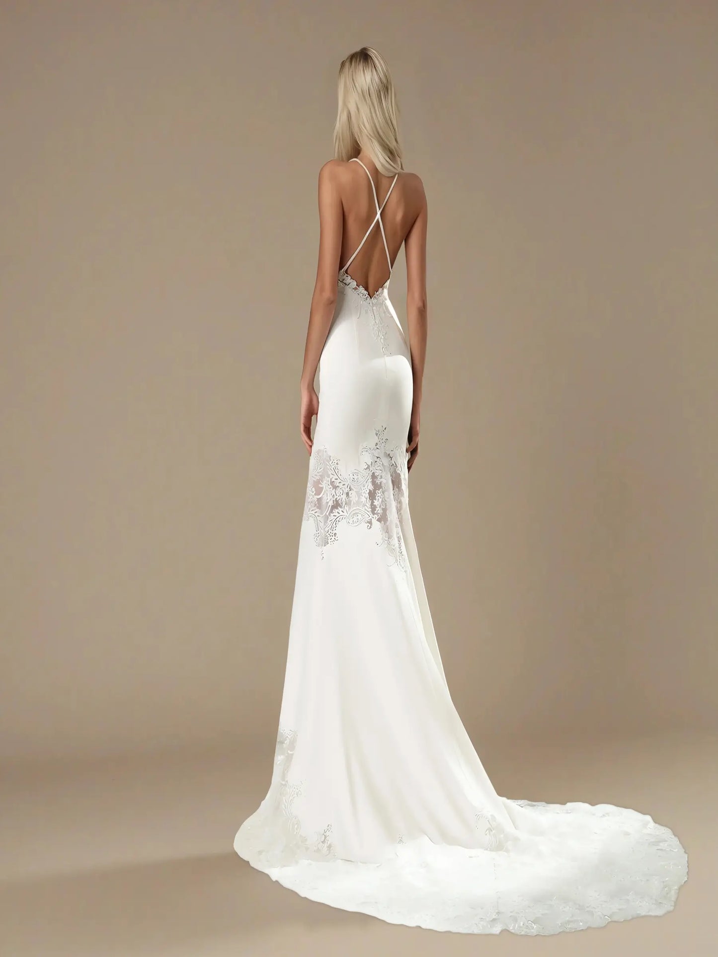 Celina Beaded Lace A-Line Gown