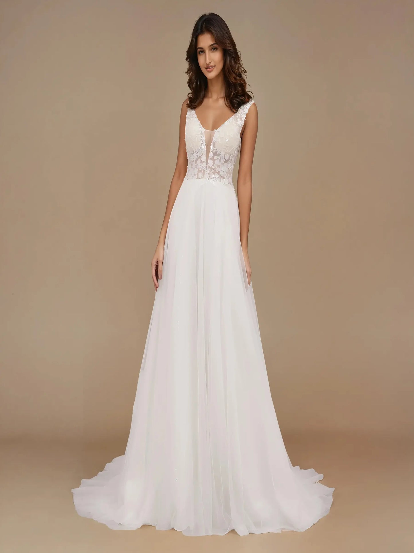 Valencia V-Back Lace Gown