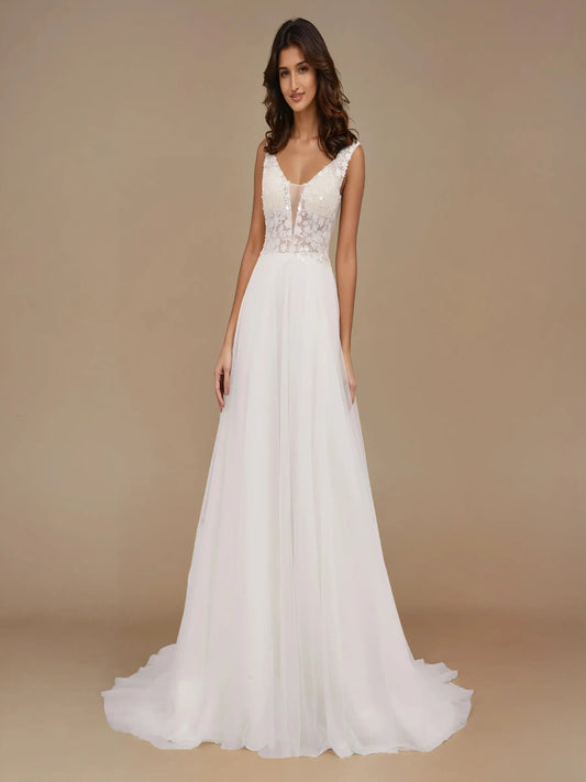 Valencia V-Back Lace Gown