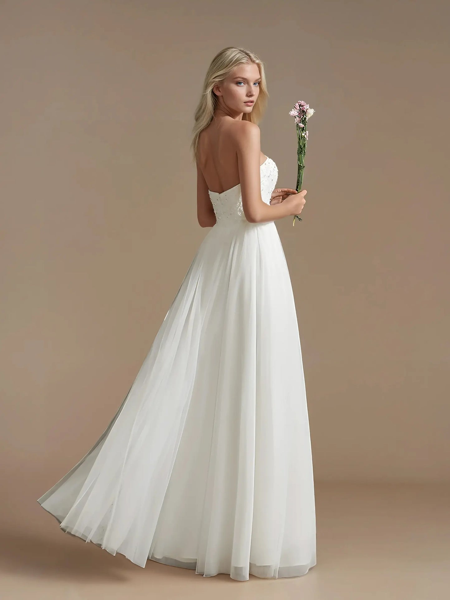 Sweetheart Tulle Wedding Gown with Royal Train