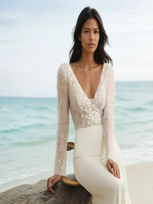 Seraphielle Pearl Lace Gown